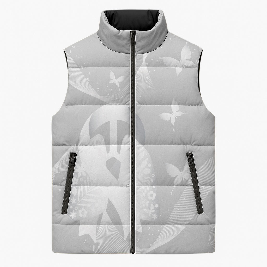 Australia Lung Cancer Awareness Personalised Sleeveless Puffer Jacket Butterfly Ribbon Art
