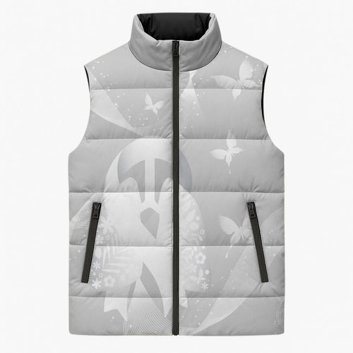 Australia Lung Cancer Awareness Personalised Sleeveless Puffer Jacket Butterfly Ribbon Art