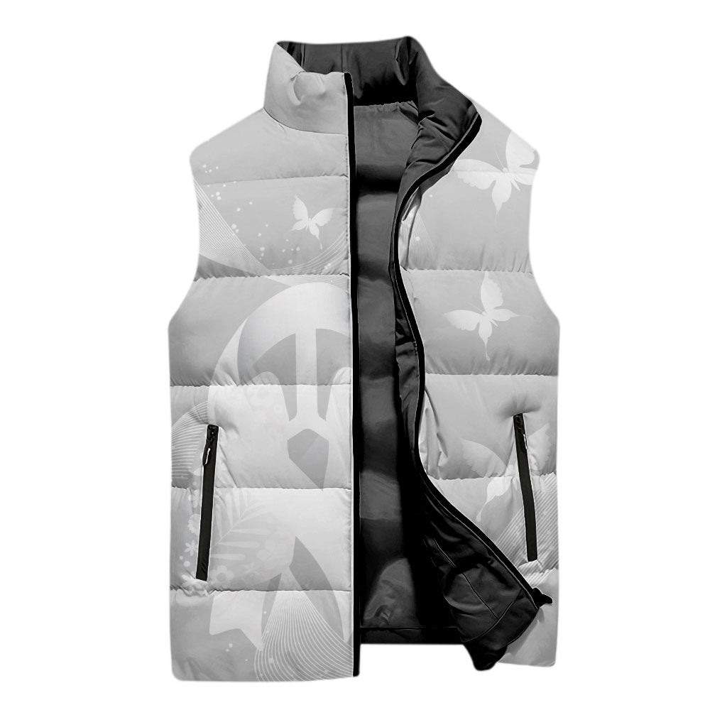 Australia Lung Cancer Awareness Personalised Sleeveless Puffer Jacket Butterfly Ribbon Art