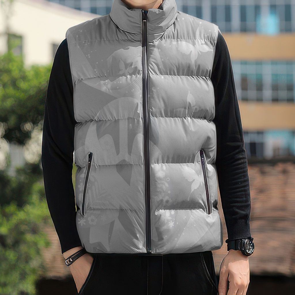 Australia Lung Cancer Awareness Personalised Sleeveless Puffer Jacket Butterfly Ribbon Art