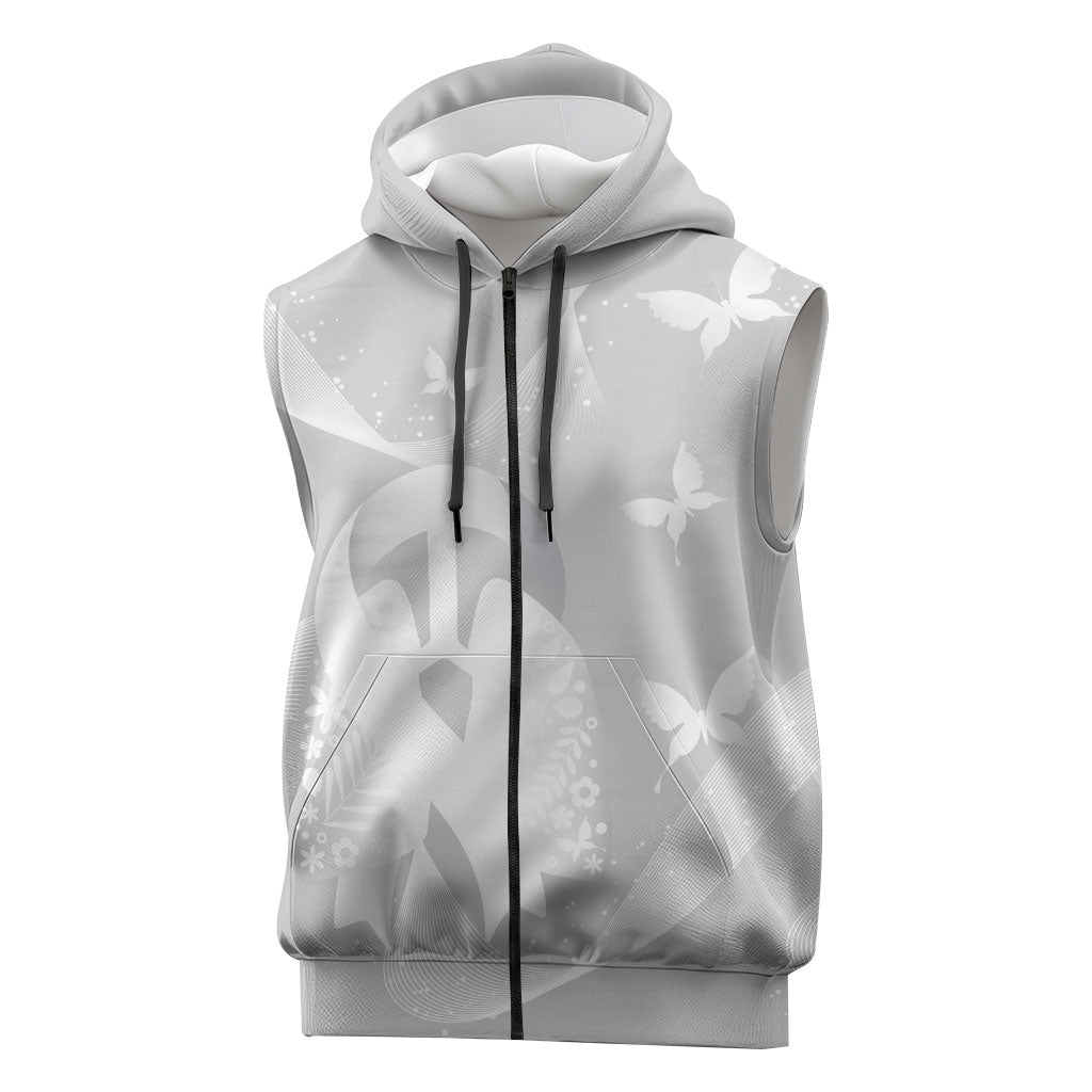 Australia Lung Cancer Awareness Personalised Sleeveless Zip Hoodie Butterfly Ribbon Art