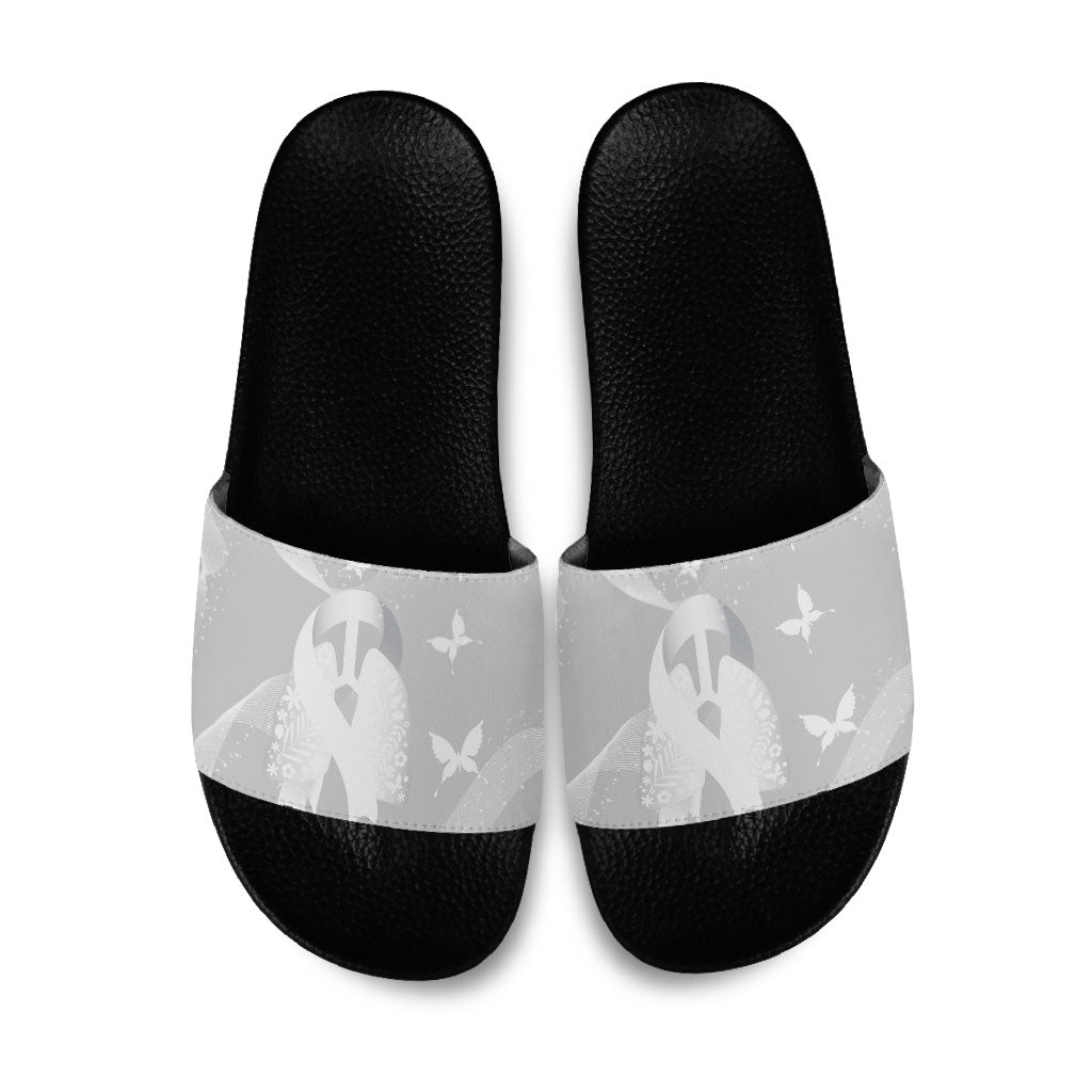 Australia Lung Cancer Awareness Slide Sandals Butterfly Ribbon Art
