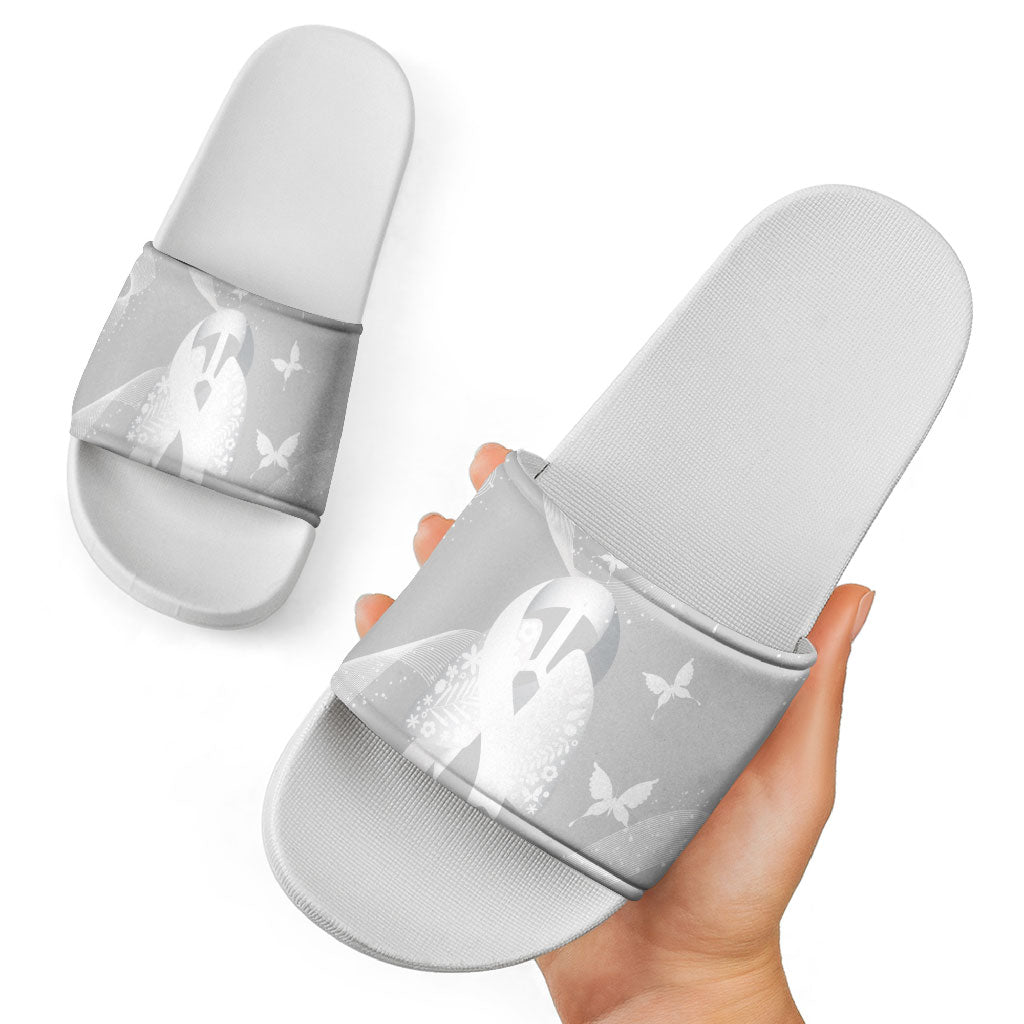 Australia Lung Cancer Awareness Slide Sandals Butterfly Ribbon Art