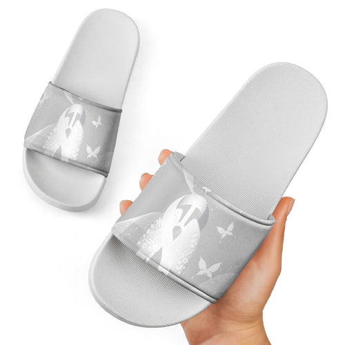 Australia Lung Cancer Awareness Slide Sandals Butterfly Ribbon Art