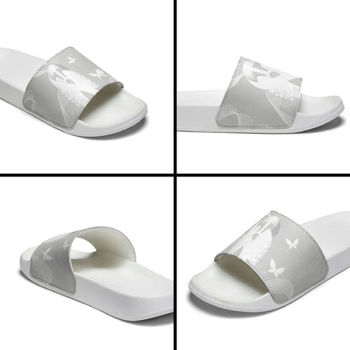 Australia Lung Cancer Awareness Slide Sandals Butterfly Ribbon Art