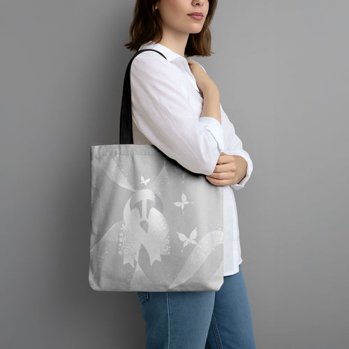 Australia Lung Cancer Awareness Tote Bag Butterfly Ribbon Art