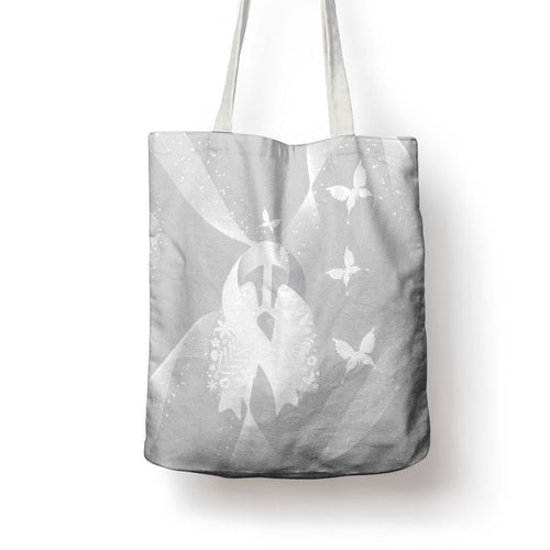 Australia Lung Cancer Awareness Tote Bag Butterfly Ribbon Art