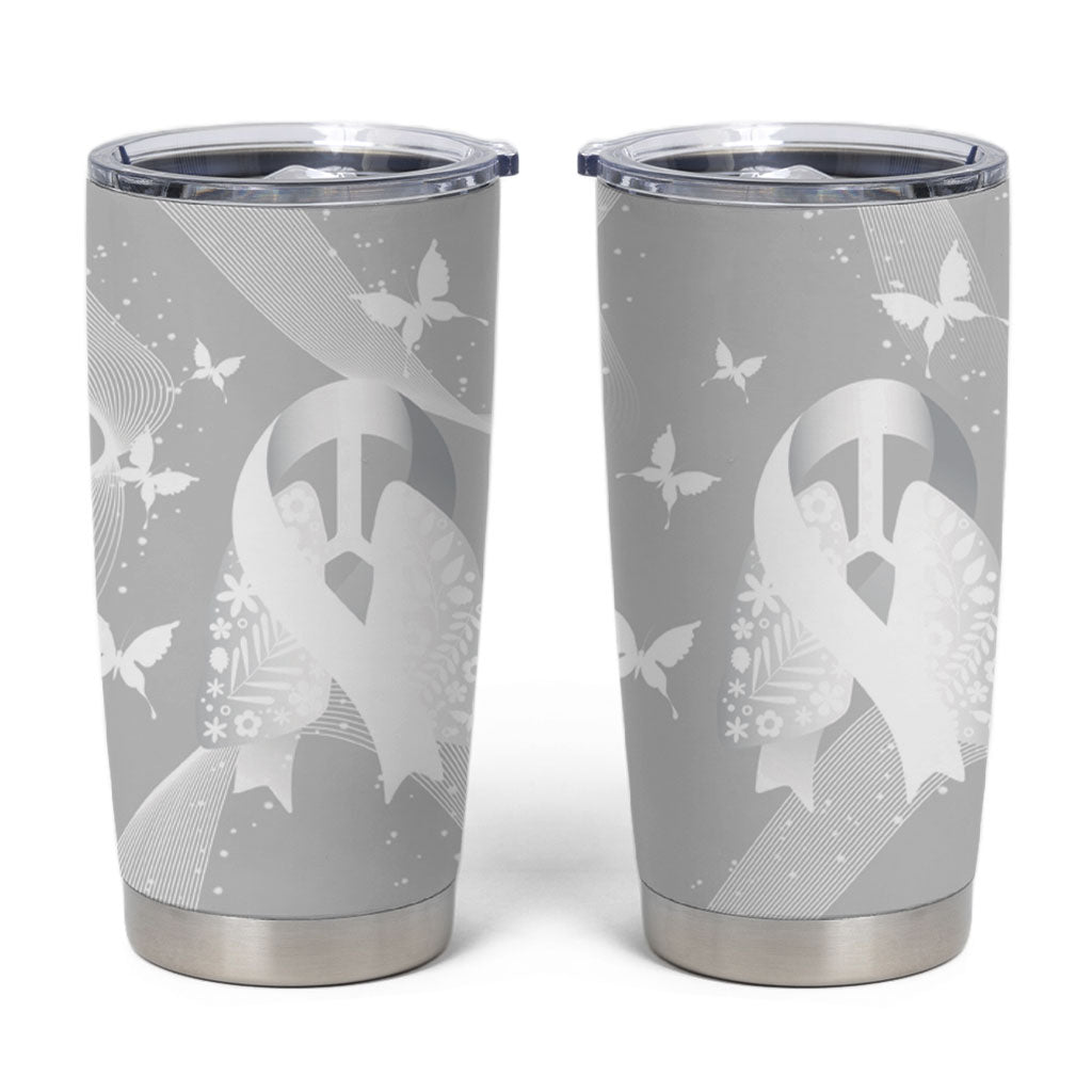 Australia Lung Cancer Awareness Personalised Tumbler Cup Butterfly Ribbon Art