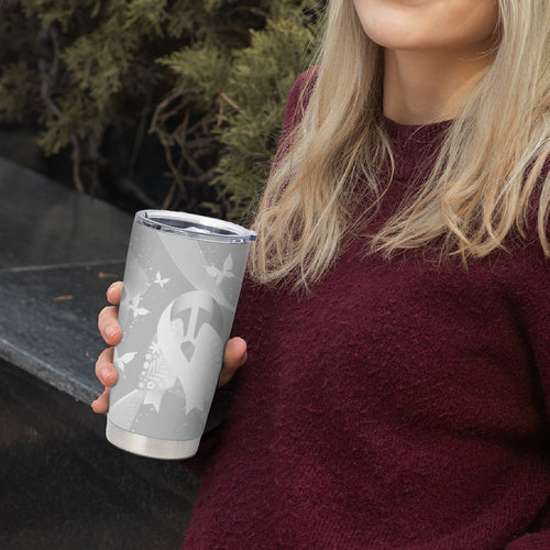 Australia Lung Cancer Awareness Personalised Tumbler Cup Butterfly Ribbon Art