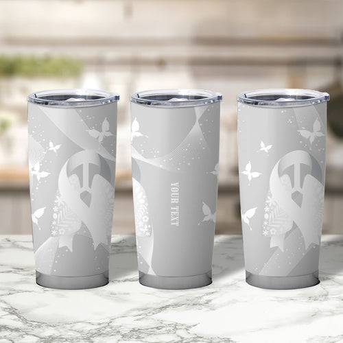 Australia Lung Cancer Awareness Personalised Tumbler Cup Butterfly Ribbon Art