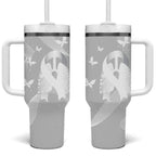 Australia Lung Cancer Awareness Personalised Tumbler With Handle Butterfly Ribbon Art