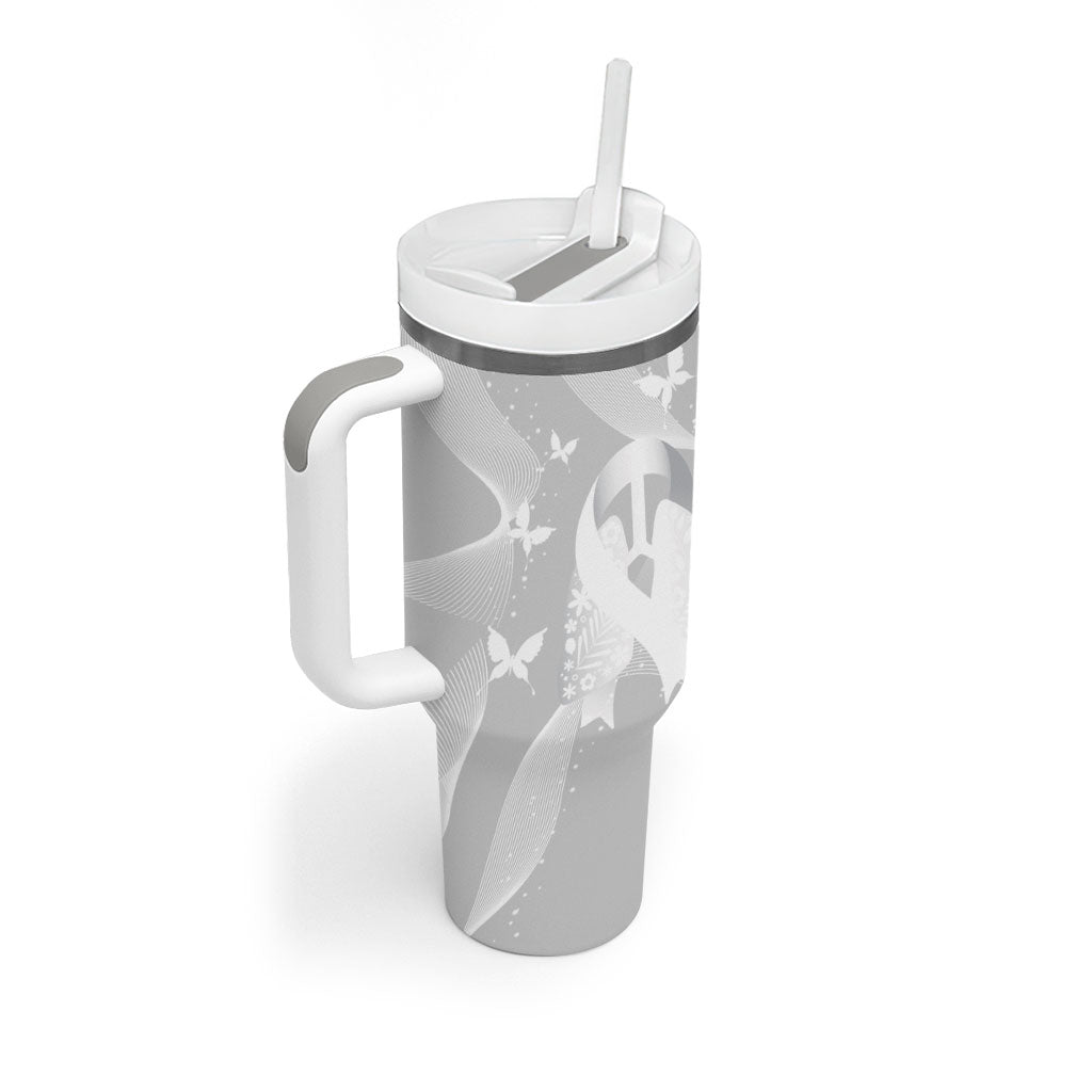 Australia Lung Cancer Awareness Personalised Tumbler With Handle Butterfly Ribbon Art