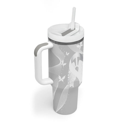 Australia Lung Cancer Awareness Personalised Tumbler With Handle Butterfly Ribbon Art