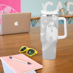 Australia Lung Cancer Awareness Personalised Tumbler With Handle Butterfly Ribbon Art