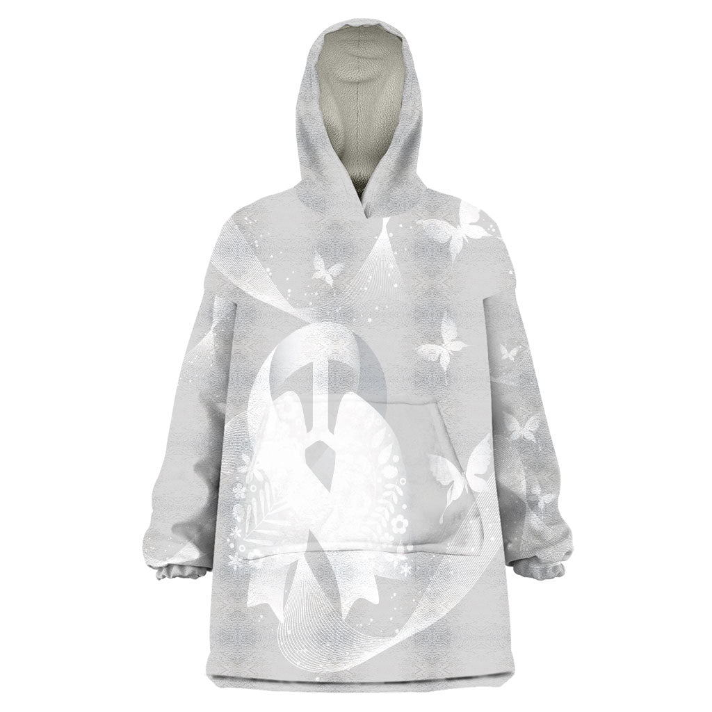 Australia Lung Cancer Awareness Personalised Wearable Blanket Hoodie Butterfly Ribbon Art