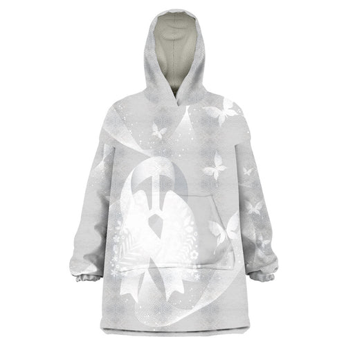 Australia Lung Cancer Awareness Personalised Wearable Blanket Hoodie Butterfly Ribbon Art