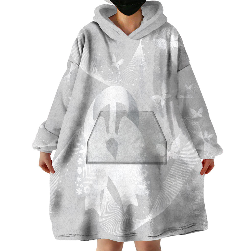 Australia Lung Cancer Awareness Personalised Wearable Blanket Hoodie Butterfly Ribbon Art