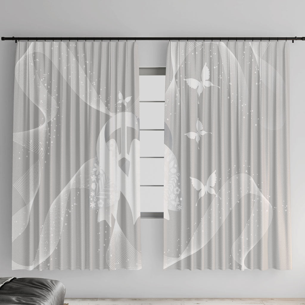 Australia Lung Cancer Awareness Window Curtain Butterfly Ribbon Art