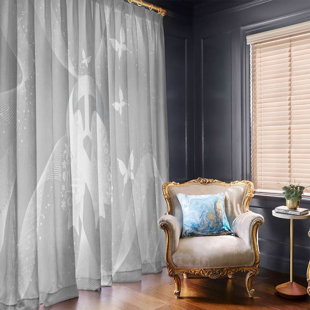 Australia Lung Cancer Awareness Window Curtain Butterfly Ribbon Art