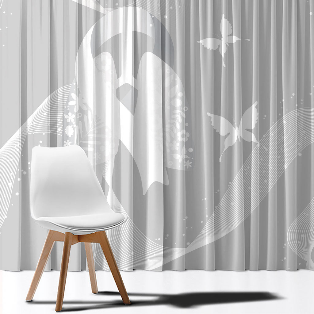 Australia Lung Cancer Awareness Window Curtain Butterfly Ribbon Art