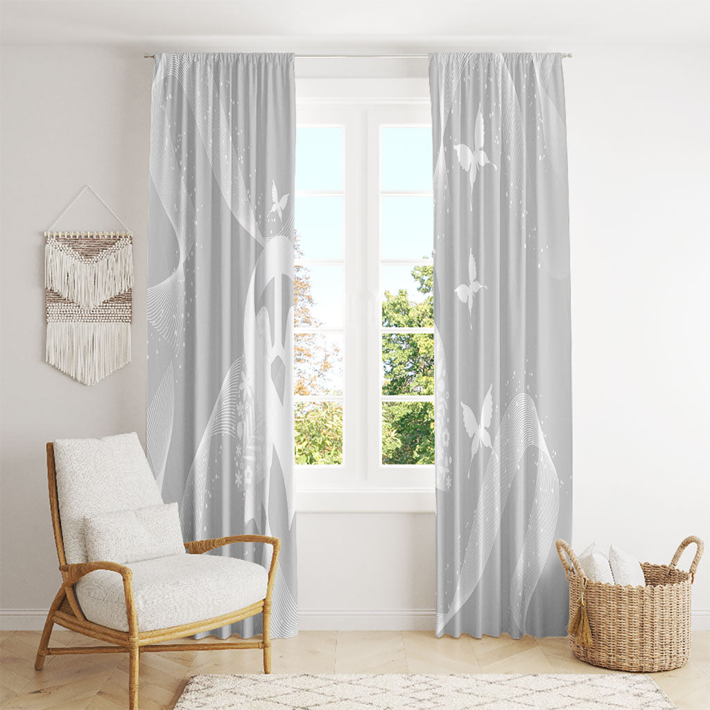Australia Lung Cancer Awareness Window Curtain Butterfly Ribbon Art