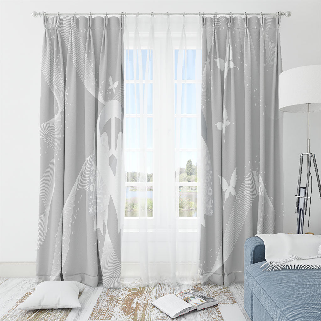Australia Lung Cancer Awareness Window Curtain Butterfly Ribbon Art