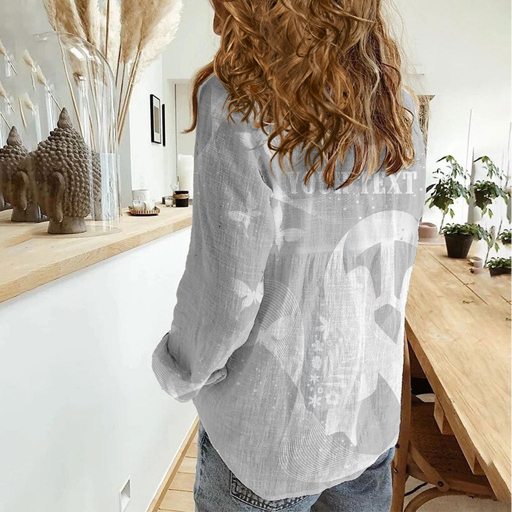 Australia Lung Cancer Awareness Personalised Women Casual Shirt Butterfly Ribbon Art