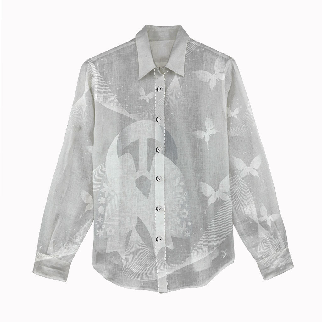 Australia Lung Cancer Awareness Personalised Women Casual Shirt Butterfly Ribbon Art