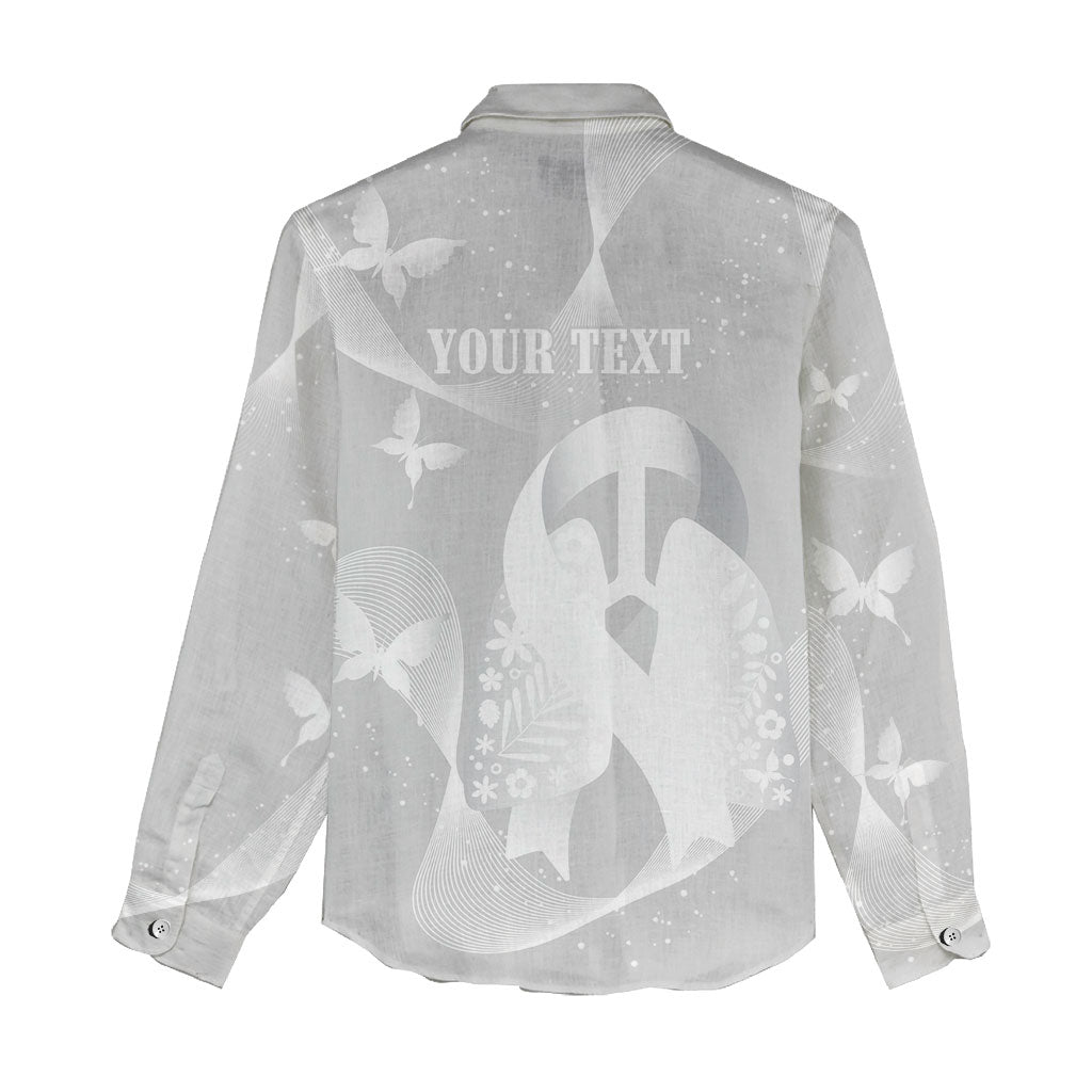 Australia Lung Cancer Awareness Personalised Women Casual Shirt Butterfly Ribbon Art
