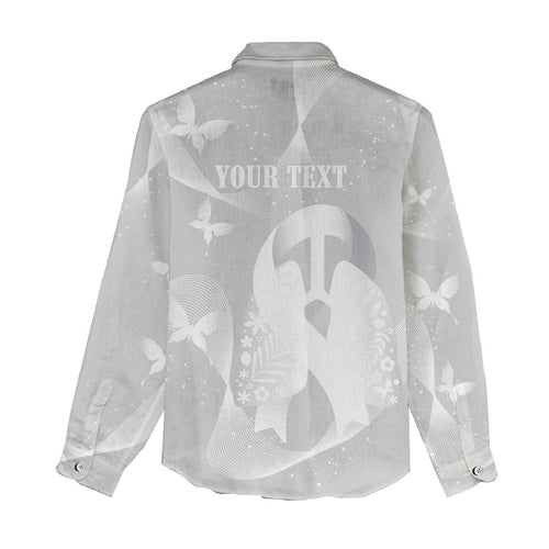 Australia Lung Cancer Awareness Personalised Women Casual Shirt Butterfly Ribbon Art