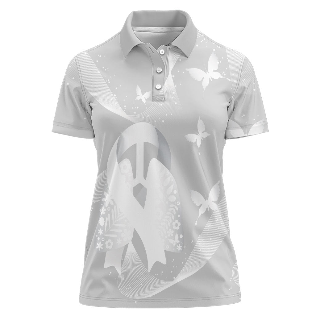 Australia Lung Cancer Awareness Personalised Women Polo Shirt Butterfly Ribbon Art