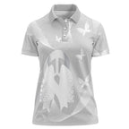 Australia Lung Cancer Awareness Personalised Women Polo Shirt Butterfly Ribbon Art
