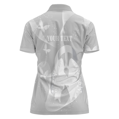 Australia Lung Cancer Awareness Personalised Women Polo Shirt Butterfly Ribbon Art
