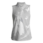 Australia Lung Cancer Awareness Personalised Women Sleeveless Polo Shirt Butterfly Ribbon Art