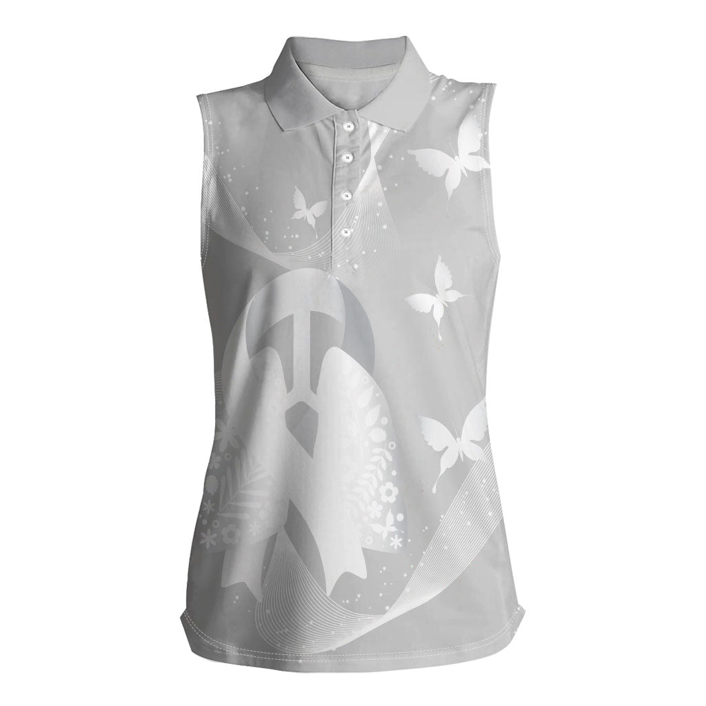 Australia Lung Cancer Awareness Personalised Women Sleeveless Polo Shirt Butterfly Ribbon Art