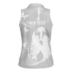 Australia Lung Cancer Awareness Personalised Women Sleeveless Polo Shirt Butterfly Ribbon Art