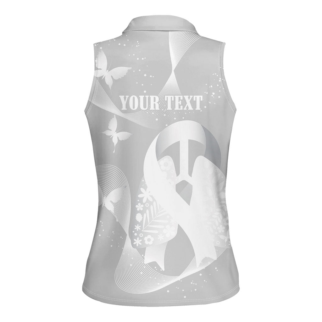 Australia Lung Cancer Awareness Personalised Women Sleeveless Polo Shirt Butterfly Ribbon Art