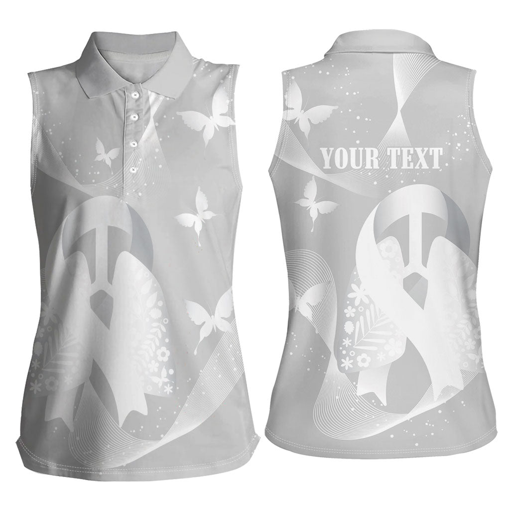 Australia Lung Cancer Awareness Personalised Women Sleeveless Polo Shirt Butterfly Ribbon Art