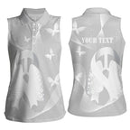 Australia Lung Cancer Awareness Personalised Women Sleeveless Polo Shirt Butterfly Ribbon Art