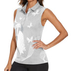 Australia Lung Cancer Awareness Personalised Women Sleeveless Polo Shirt Butterfly Ribbon Art