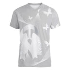 Australia Lung Cancer Awareness Personalised Women V-Neck T-Shirt Butterfly Ribbon Art