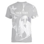 Australia Lung Cancer Awareness Personalised Women V-Neck T-Shirt Butterfly Ribbon Art