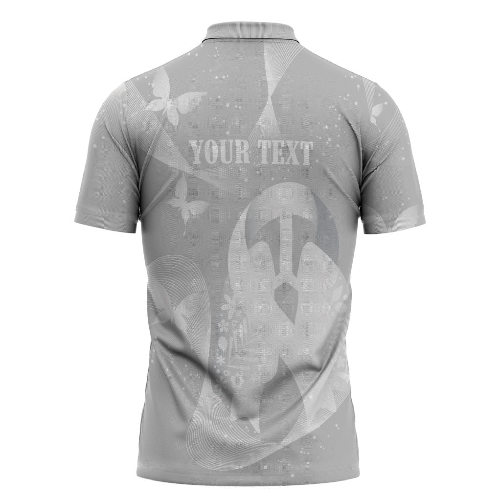 Australia Lung Cancer Awareness Personalised Zipper Polo Shirt Butterfly Ribbon Art