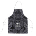 Custom New Zealand Taiaha Maori Apron Minimalist Silver Fern All Black - Aussie Hoodie
