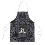 Custom New Zealand Taiaha Maori Apron Minimalist Silver Fern All Black - Aussie Hoodie