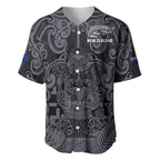 Custom New Zealand Taiaha Maori Baseball Jersey Minimalist Silver Fern All Black - Aussie Hoodie