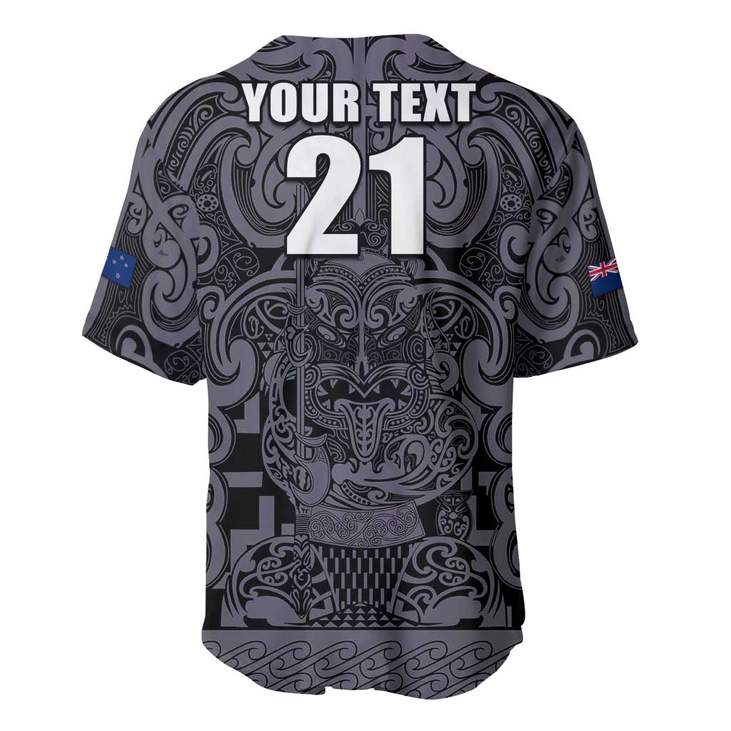 Custom New Zealand Taiaha Maori Baseball Jersey Minimalist Silver Fern All Black - Aussie Hoodie