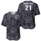Custom New Zealand Taiaha Maori Baseball Jersey Minimalist Silver Fern All Black - Aussie Hoodie