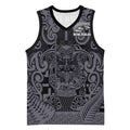 Custom New Zealand Taiaha Maori Basketball Jersey Minimalist Silver Fern All Black - Aussie Hoodie