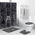 Custom New Zealand Taiaha Maori Bathroom Set Minimalist Silver Fern All Black - Aussie Hoodie
